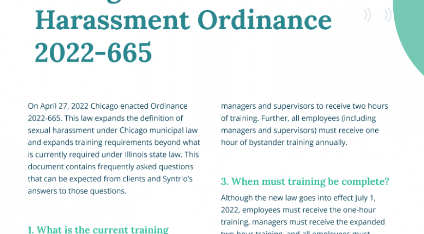 FAQ – Chicago Sexual Harassment Ordinance 2022-665