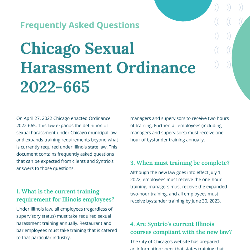 Syntrio - Chicago Sexual Harassment Ordinance