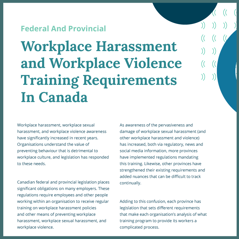 Syntrio - Federal & Provincial - Workplace Harassment and Workplace Violence Training Requirements in Canada
